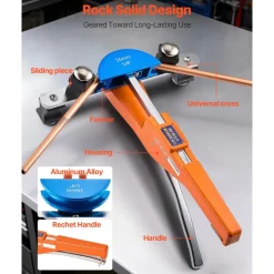 VEVOR Tubing Bender Kit, 1/4 to 7/8 Inch, Compact Ratcheting Tube Pipe Bender, Ratchet Hand Bending Tool, with 7 Color Aluminium Alloy Dies, HVAC Tools, for Copper HVAC Air Conditioning Refrigeration