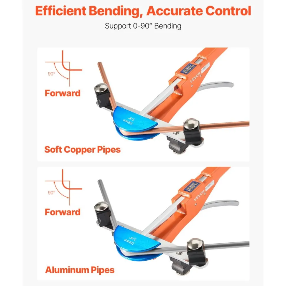 VEVOR Tubing Bender Kit, 1/4 to 7/8 Inch, Compact Ratcheting Tube Pipe Bender, Ratchet Hand Bending Tool, with 7 Color Aluminium Alloy Dies, HVAC Tools, for Copper HVAC Air Conditioning Refrigeration