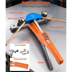 VEVOR Tubing Bender Kit, 1/4 to 7/8 Inch, Compact Ratcheting Tube Pipe Bender, Forward/Reverse Hand Bending Tool, with 7 Color Aluminium Alloy Dies, for Copper HVAC Air Conditioning Refrigeration