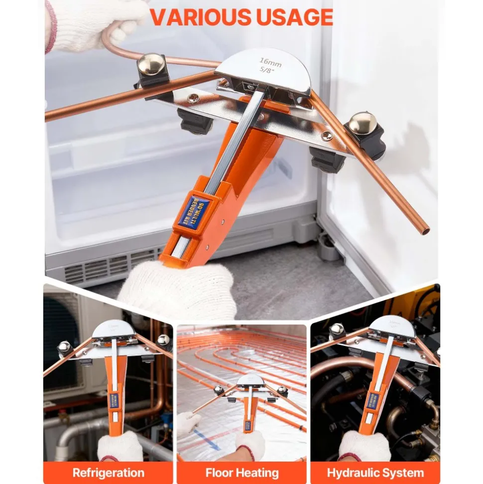 VEVOR Tubing Bender Kit, 1/4 to 7/8 Inch, Compact Ratcheting Tube Pipe Bender, Ratchet Hand Bending Tool, with 7 Aluminium Alloy Dies, HVAC Tools, for Copper Aluminum HVAC Refrigeration Maintenance