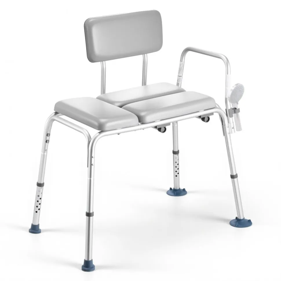 VEVOR Tub Transfer Bench for Bathtub, 500 lbs Weight Capacity Heavy Duty Shower Chair with Arm and Backrest, Height Adjustable Bathroom Shower Bench Bath Seat for Adults, Seniors, Elderly and Disabled