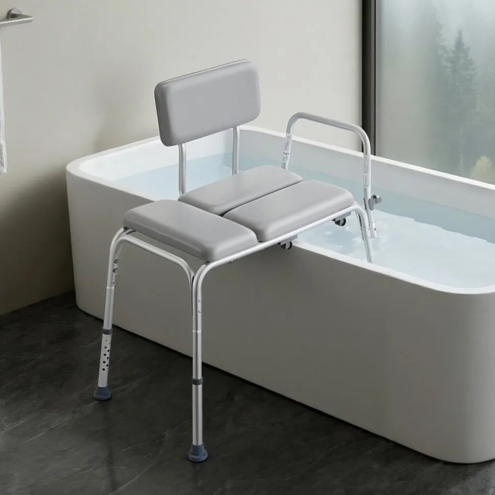 VEVOR Tub Transfer Bench for Bathtub, 500 lbs Weight Capacity Heavy Duty Shower Chair with Arm and Backrest, Height Adjustable Bathroom Shower Bench Bath Seat for Adults, Seniors, Elderly and Disabled
