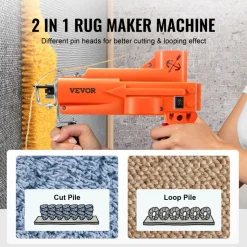 VEVOR Tufting Gun, 2 in 1 Cut & Loop Pile, Electric Carpet Weaving Flocking Machine, Rug Machines Starter Kit, 7-27 Stitches/sec High Speed Rug Making Tools, 4-25 mm Adjustable Height, 110V