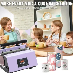VEVOR Tumbler Heat Press Machine, 11-30oz Mug Press, Heat Up Fast and Even, Tumbler Press with Sublimation Paper, Tape and Gloves, Temp and Time Setting, for Sublimation Tumblers, Cups, Mugs, Purple
