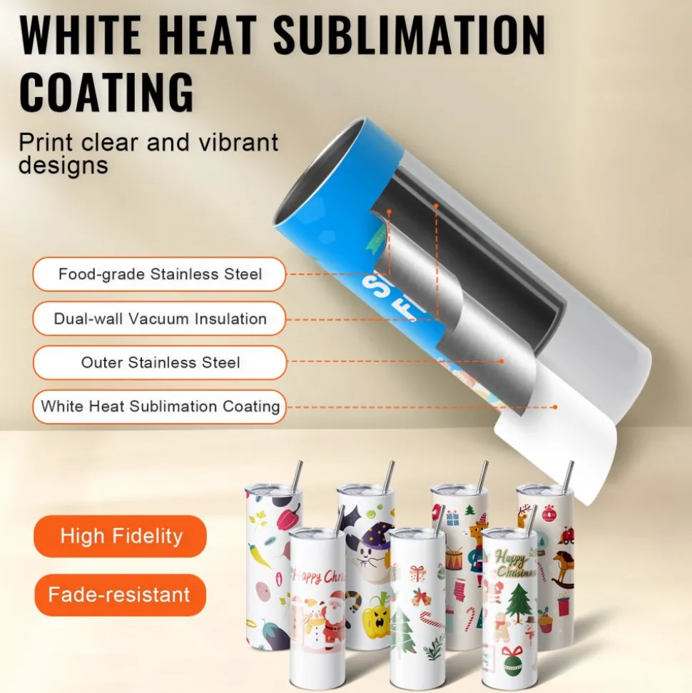 VEVOR Tumbler Heat Press Machine and Sublimation Tumblers, Tumbler Press Set with 8pcs 20OZ Blank Tumblers, Mug Press Cup Press for 11-30oz Tumblers Mug, with Heat Transfer Paper, Gloves, Tape