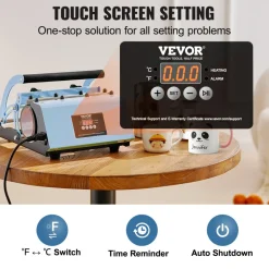VEVOR Tumbler Heat Press Machine, 11-30oz Mug Press, Heat Up Fast and Even, Tumbler Press with Sublimation Paper, Tape and Gloves, Temp and Time Setting, for Sublimation Tumblers, Cups, Mugs, Blue