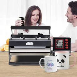 VEVOR Tumbler Heat Press Machine, 11-30oz Mug Press, Heat Up Fast and Even, Tumbler Press with Sublimation Paper, Tape and Gloves, Temp and Time Setting, for Sublimation Tumblers, Cups, Mugs, Black