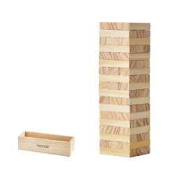 VEVOR Tumbling Timber Toy, 54 Blocks Tumble Tower Blocks Game, Pine Wood Tumbling Tower Game with Storage Crate, Multiple Ways to Play Wooden Stacking Game, Tumble Tower Family Game for Indoor/Outdoor