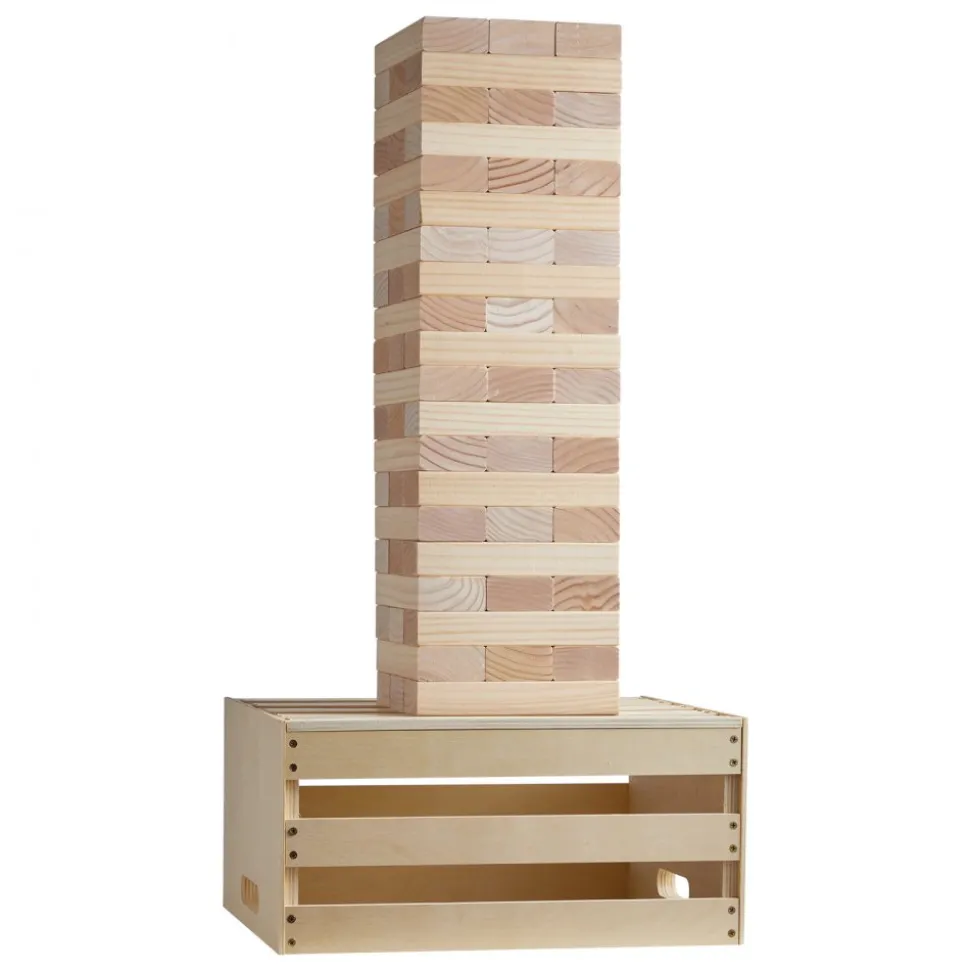 VEVOR Tumbling Timber Toy, 60 Blocks Giant Tumble Tower Blocks Game, Pine Wood Tumbling Tower Game with Storage Crate and Scoreboard, Wooden Stacking Game, Tumble Tower Family Games for Indoor/Outdoor