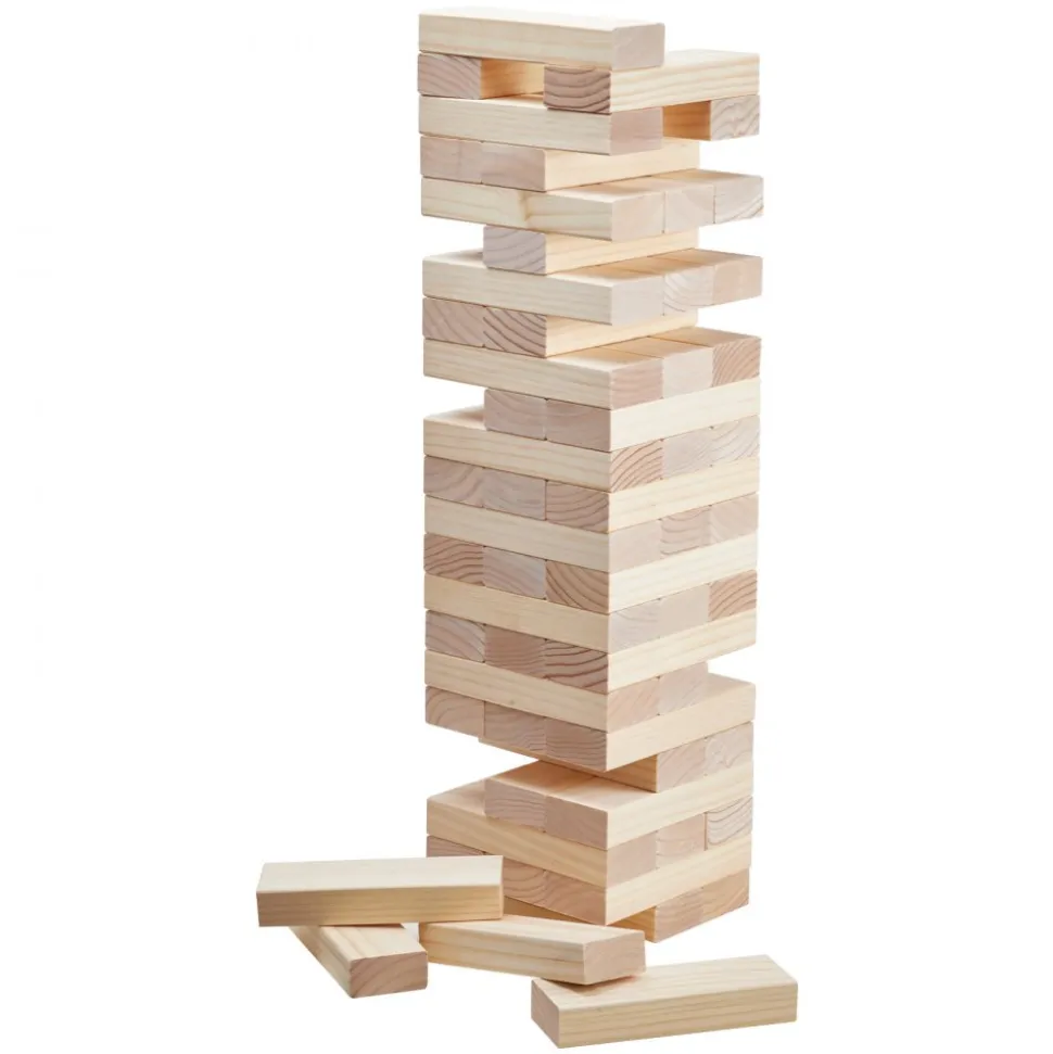 VEVOR Tumbling Timber Toy, 60 Blocks Giant Tumble Tower Blocks Game, Pine Wood Tumbling Tower Game with Storage Crate and Scoreboard, Wooden Stacking Game, Tumble Tower Family Games for Indoor/Outdoor