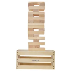 VEVOR Tumbling Timber Toy, 60 Blocks Giant Tumble Tower Blocks Game, Pine Wood Tumbling Tower Game with Storage Crate and Scoreboard, Wooden Stacking Game, Tumble Tower Family Games for Indoor/Outdoor