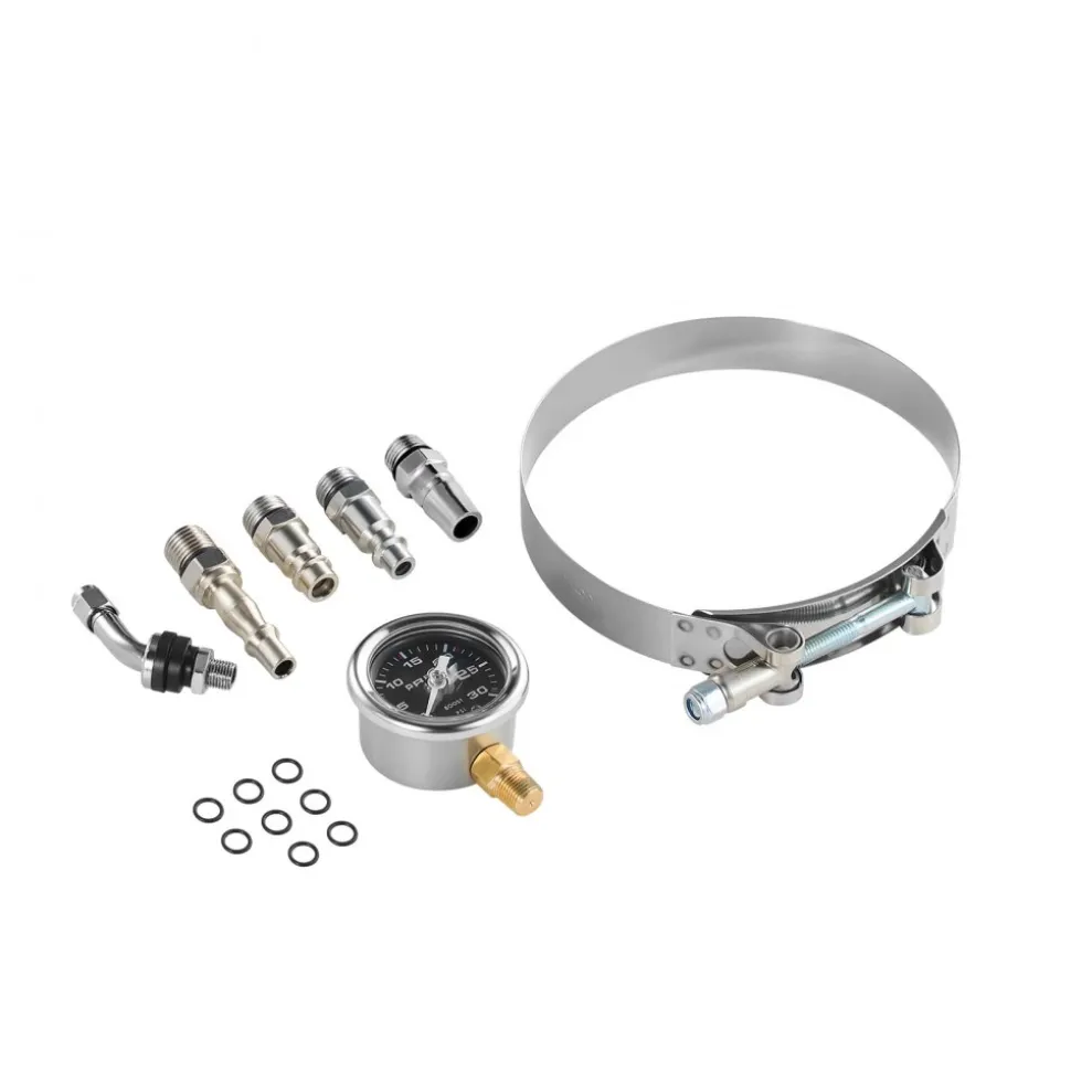 VEVOR Turbo Boost Leak Tester 4", 3" 6061 Aluminum End Cap, 0-30 PSI Adapter Gauge Range, Check Test Intake Charge Pipe Pressure Leaks with 4 Pairs of Air Fittings for Turbo Cars, SUVs, Diesel Trucks