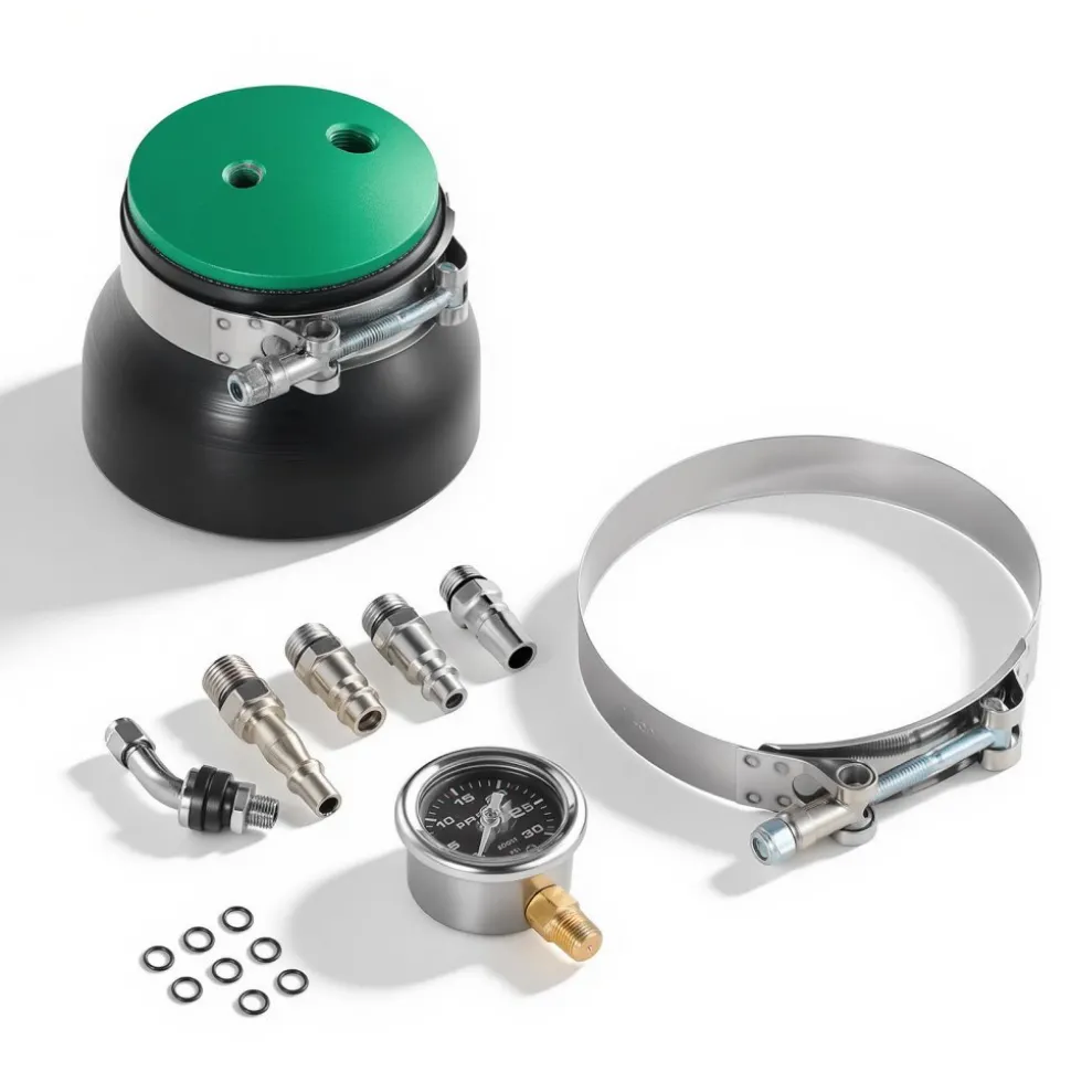VEVOR Turbo Boost Leak Tester 4", 3" 6061 Aluminum End Cap, 0-30 PSI Adapter Gauge Range, Check Test Intake Charge Pipe Pressure Leaks with 4 Pairs of Air Fittings for Turbo Cars, SUVs, Diesel Trucks