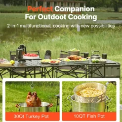 VEVOR Turkey Deep Fryer, 30-qt Turkey & 10-qt Fish Steamer Cooker Set, Outdoor Aluminum Seafood Frying Pot, 54,000 BTU Burner Propane Gas Boiler, Includes Baskets, Perforated Poultry Rack, Thermometer