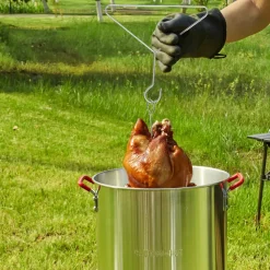 VEVOR Turkey Deep Fryer, 30-qt Turkey & 10-qt Fish Steamer Cooker Set, Outdoor Aluminum Seafood Frying Pot, 54,000 BTU Burner Propane Gas Boiler, Includes Baskets, Perforated Poultry Rack, Thermometer