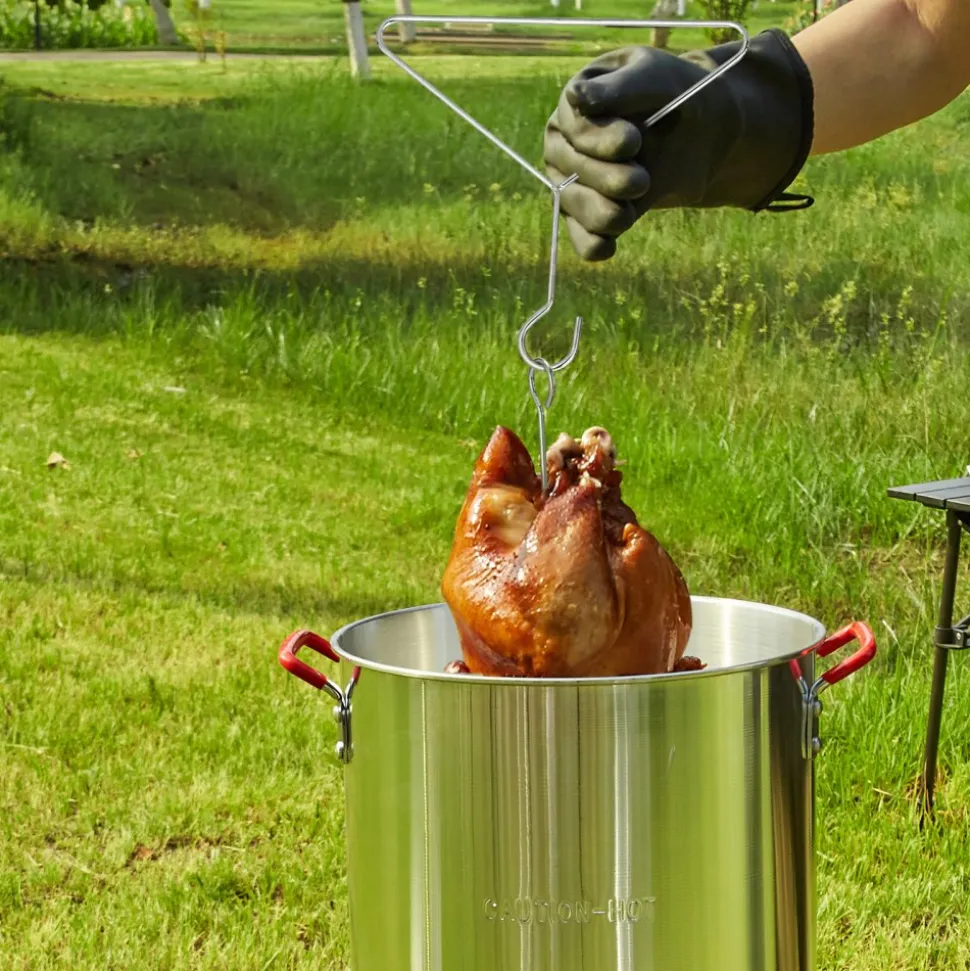 VEVOR Turkey Deep Fryer, 30-qt Turkey & 10-qt Fish Steamer Cooker Set, Outdoor Aluminum Seafood Frying Pot, 54,000 BTU Burner Propane Gas Boiler, Includes Baskets, Perforated Poultry Rack, Thermometer
