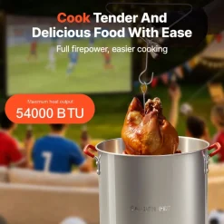 VEVOR Turkey Deep Fryer, 30-qt Turkey & 10-qt Fish Steamer Cooker Set, Outdoor Aluminum Seafood Frying Pot, 54,000 BTU Burner Propane Gas Boiler, Includes Baskets, Perforated Poultry Rack, Thermometer