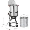 VEVOR Turkey Deep Fryer, 30-qt Turkey Fryer Boiler Steamer Cooker Set, Outdoor Aluminum Seafood Frying Pot, 54,000 BTU Burner Propane Gas Boiler, Includes Basket, Perforated Poultry Rack, Thermometer