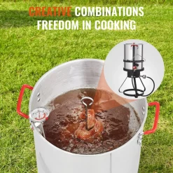 VEVOR Turkey Deep Fryer, 30-qt Turkey Fryer Boiler Steamer Cooker Set, Outdoor Aluminum Seafood Frying Pot, 54,000 BTU Burner Propane Gas Boiler, Includes Basket, Perforated Poultry Rack, Thermometer