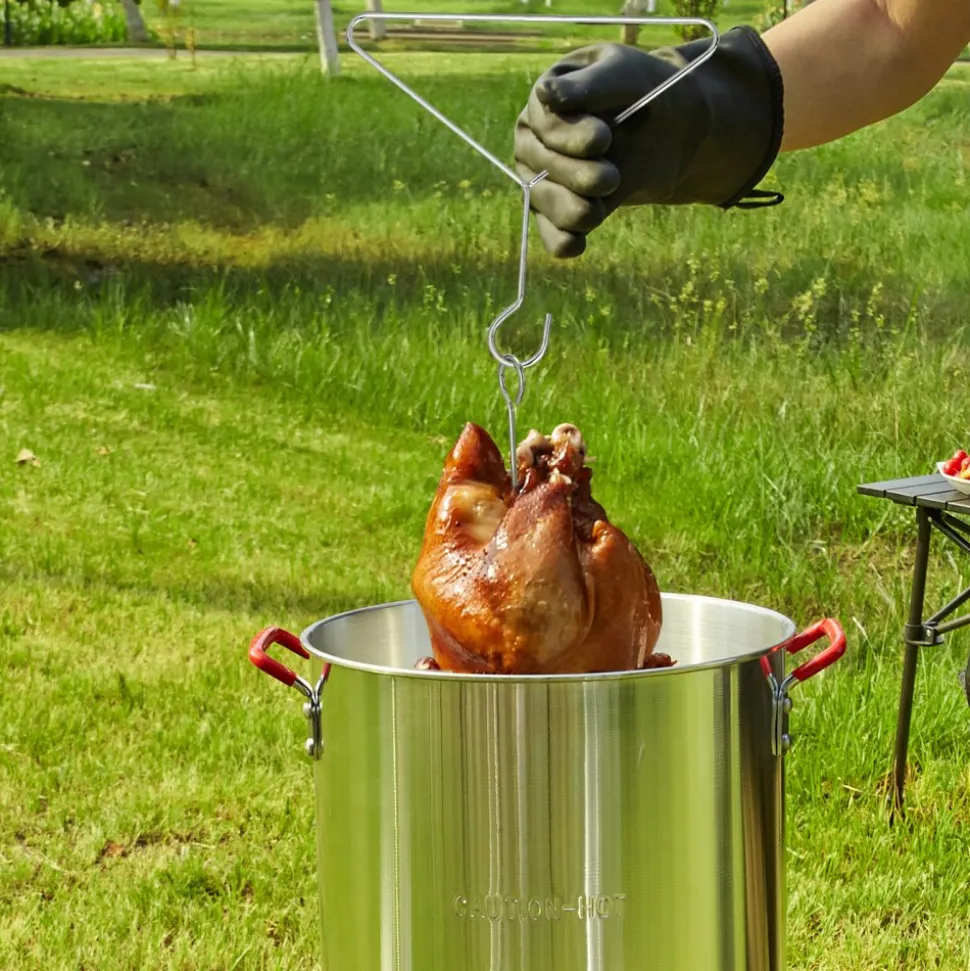 VEVOR Turkey Deep Fryer, 30-qt Turkey Fryer Boiler Steamer Cooker Set, Outdoor Aluminum Seafood Frying Pot, 54,000 BTU Burner Propane Gas Boiler, Includes Basket, Perforated Poultry Rack, Thermometer