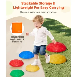 VEVOR Turtle Balance Stepping Stones, 6 PCS, Up to 220 lbs Kids Turtle Jumping Stones Steps Stones, Toddler Obstacle Course Coordination Game Toys Indoor or Outdoor Play for Children Aged 3 4 5 6 7 8+