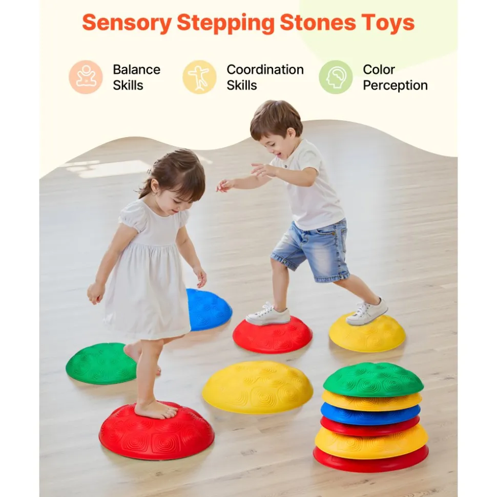 VEVOR Turtle Balance Stepping Stones, 6 PCS, Up to 220 lbs Kids Turtle Jumping Stones Steps Stones, Toddler Obstacle Course Coordination Game Toys Indoor or Outdoor Play for Children Aged 3 4 5 6 7 8+
