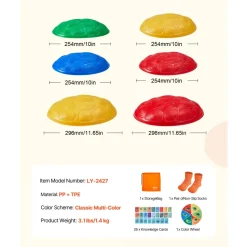 VEVOR Turtle Balance Stepping Stones, 6 PCS, Up to 220 lbs Kids Turtle Jumping Stones Steps Stones, Toddler Obstacle Course Coordination Game Toys Indoor or Outdoor Play for Children Aged 3 4 5 6 7 8+