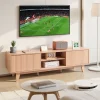 VEVOR TV Stand, Boho Entertainment Center for TVs up to 59 in, 350 lbs Load Capacity, TV Media Console Table with Adjustable Open Storage Shelves & Sliding Door for Living Room, Bedroom, Burlywood