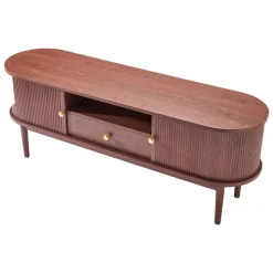 VEVOR TV Stand, Mid Century Modern Entertainment Center for TVs up to 58 in, 350 lbs Load Capacity, TV Media Console Table with Drawer, Open Storage Shelves & Rolling Door for Living Room, Bedroom