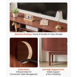 VEVOR TV Stand, Mid Century Modern Entertainment Center for TVs up to 58 in, 350 lbs Load Capacity, TV Media Console Table with Drawer, Open Storage Shelves & Rolling Door for Living Room, Bedroom