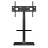 VEVOR TV Stand Mount, Swivel Tall TV Stand for 32 to 65 inch TVs, Height Adjustable Portable Floor TV Stand with Tempered Glass Base for Bedroom, Living Room