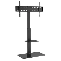 VEVOR TV Stand Mount, Swivel Tall TV Stand for 32 to 85 inch TVs, Height Adjustable Portable Floor TV Stand with Tempered Glass Base for Bedroom, Living Room