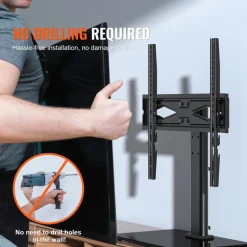 VEVOR TV Stand Mount, Swivel Universal TV Stand for 32 to 55 inch TVs, Height Adjustable Portable Floor TV Stand with Tempered Glass Base for Bedroom, Living Room