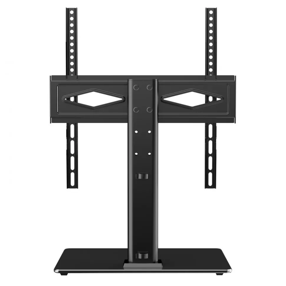 VEVOR TV Stand Mount, Swivel Universal TV Stand for 32 to 55 inch TVs, Height Adjustable Portable Floor TV Stand with Tempered Glass Base for Bedroom, Living Room