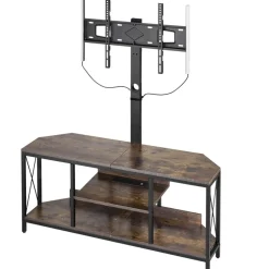 VEVOR 45" TV Stand with Mount for up to 75 in TVs, Entertainment Center with Power Outlet & LED Lights, Height Adjustable TV Console with Mount with 3 Tiers Storage Cabinets for Bedroom, Living Room