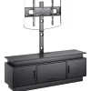 VEVOR 52" TV Stand with Mount for up to 75 in TVs, Entertainment Center with Power Outlet & LED Lights, Height Adjustable TV Console with Mount with 3 Tiers Storage Cabinets for Bedroom, Living Room
