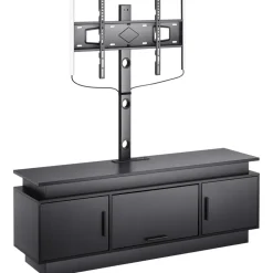 VEVOR 52" TV Stand with Mount for up to 75 in TVs, Entertainment Center with Power Outlet & LED Lights, Height Adjustable TV Console with Mount with 3 Tiers Storage Cabinets for Bedroom, Living Room