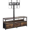 VEVOR 52" TV Stand with Mount for up to 75 in TVs, Entertainment Center with Power Outlet & LED Lights, Height Adjustable TV Console with Mount with 3 Drawers for Bedroom, Living Room, Brown