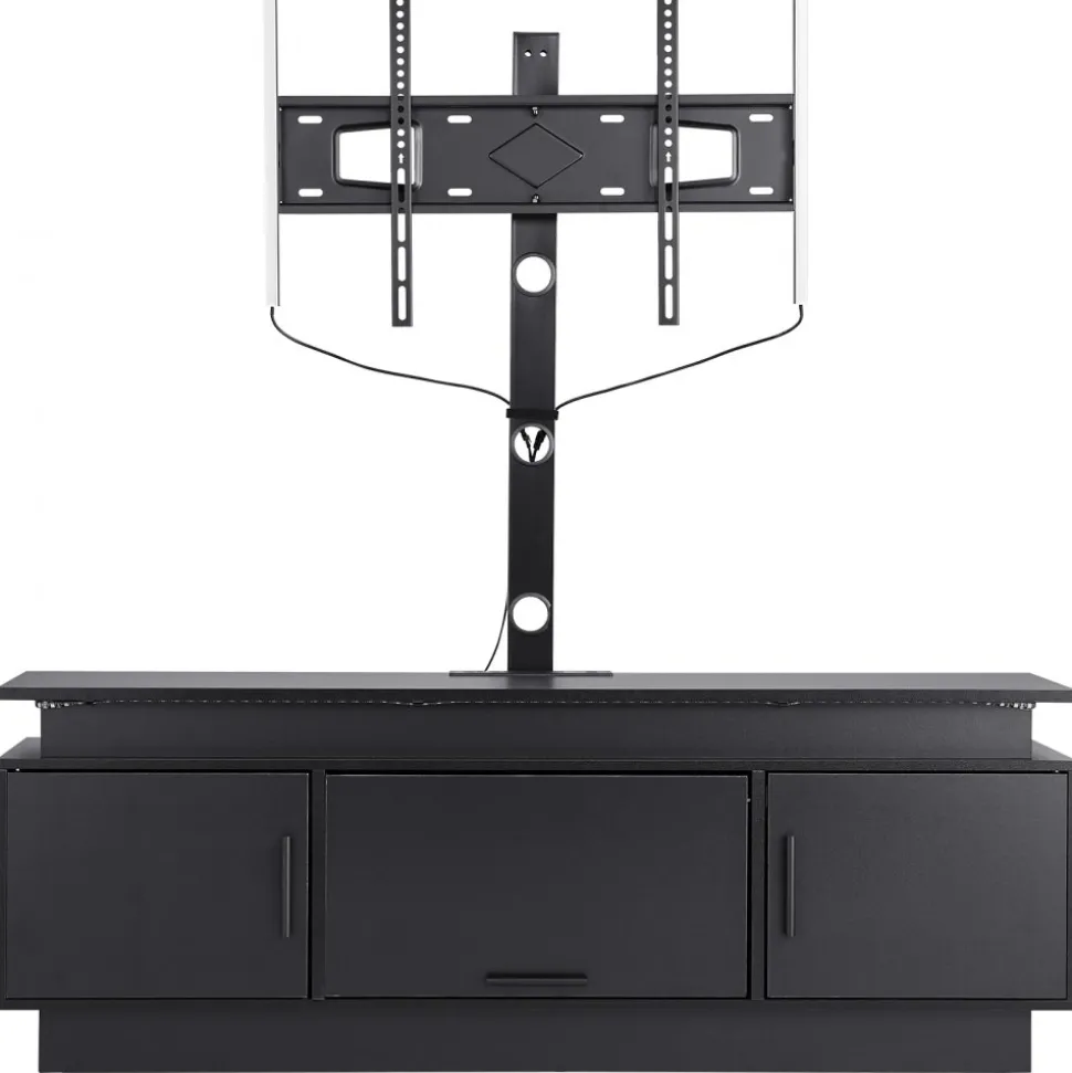 VEVOR 60" TV Stand with Mount for up to 75 in TVs, Entertainment Center with Power Outlet & LED Lights, Height Adjustable TV Console with Mount with 3 Tiers Storage Cabinets for Bedroom, Living Room