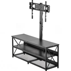 VEVOR TV Stand with Mount, 47.2 Inch, TV Stand Console with Power Outlet, for 32-75 Inch TVs, Height Adjustable Swivel Entertainment Center with Open Storage Shelf, for Living Room Bedroom, Black