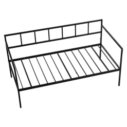 VEVOR Twin Daybed Metal Twin Size Day Bed Frame with Under-Bed Storage, for Living Room Bedroom Guest Room, Space Saving, Heavy-Duty Metal Sofa Bed Support, Easy Assembly, Without Trundle, Black
