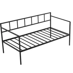 VEVOR Twin Daybed Metal Twin Size Day Bed Frame with Under-Bed Storage, for Living Room Bedroom Guest Room, Space Saving, Heavy-Duty Metal Sofa Bed Support, Easy Assembly, Without Trundle, Black