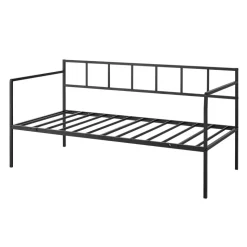 VEVOR Twin Daybed Metal Twin Size Day Bed Frame with Under-Bed Storage, for Living Room Bedroom Guest Room, Space Saving, Heavy-Duty Metal Sofa Bed Support, Easy Assembly, Without Trundle, Black
