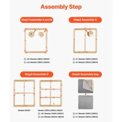 VEVOR Twin Size Bunkie Board, 1.5 in Bed Board Slats with 200D Oxford Cloth, Wooden Mattress Support for Twin Size Bed, Easy Assembly Support under Mattress, 2 Piece, Gray