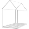 VEVOR Twin Size House Bed Frame, Metal Kids Floor Bed Frame with Roof, Heavy Duty Steel Slats Support, House Shape Bedframe for Girls and Boys, No Box Spring Needed, Easy Assembly, White