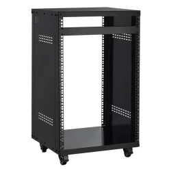 VEVOR 16U AV Rack, 200 lbs Max Capacity, Home Recording Studio Rack with Lockable Caster Wheels, Open Frame Server Cabinet, Special Vent Design, for 19-Inch Audio Video Musical & IT Equipment Mounting
