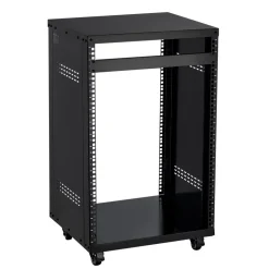 VEVOR 16U AV Rack, 200 lbs Max Capacity, Home Recording Studio Rack with Lockable Caster Wheels, Open Frame Server Cabinet, Special Vent Design, for 19-Inch Audio Video Musical & IT Equipment Mounting