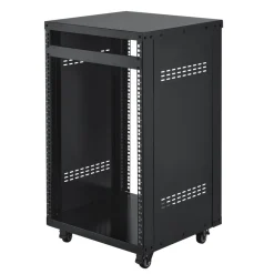 VEVOR 16U AV Rack, 200 lbs Max Capacity, Home Recording Studio Rack with Lockable Caster Wheels, Open Frame Server Cabinet, Special Vent Design, for 19-Inch Audio Video Musical & IT Equipment Mounting