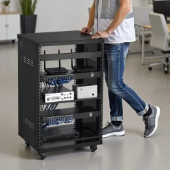 VEVOR 16U AV Rack, 200 lbs Max Capacity, Home Recording Studio Rack with Lockable Caster Wheels, Open Frame Server Cabinet, Special Vent Design, for 19-Inch Audio Video Musical & IT Equipment Mounting