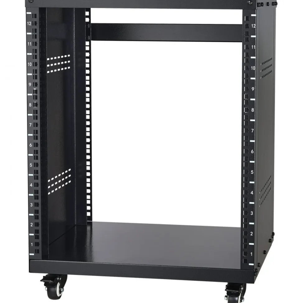 VEVOR 12U AV Rack Stand, 300 lbs Capacity, Network Stereo Recording Studio Rack with Lockable Caster Wheels Round & Square Holes, Special Vents for 19" Audio Video Musical & IT Equipment Mounting
